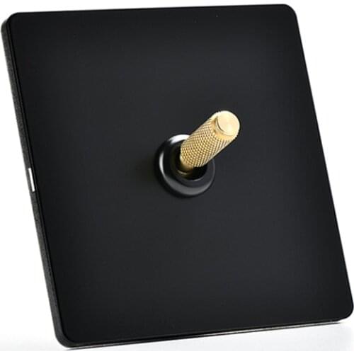 86 Type Home Improvement 1-4 Gang 2 Way Wall Light Switch Retro Knurled Lever Black Stainless Steel Panel Switch