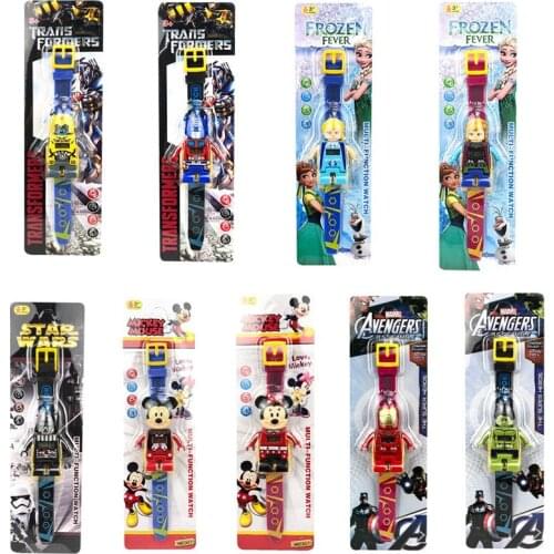 New Disney Toys Watch Darth Vader Spiderman Minnie Mouse Elsa PVC Figures Building Block Model Toys Kids Christmas Gift
