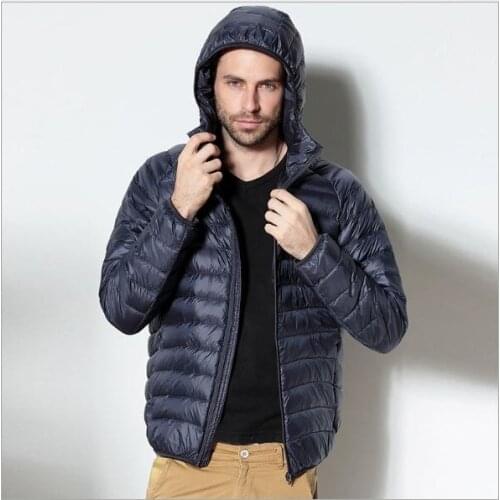 Obrix Male Cool Duck Down Filler Jacket Hooded Shortened Sleeve Zipper Casual Streetwear Jacket For Men