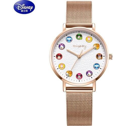 Disney Original 2020 New Arrival Women Male Casual Quartz Wrist Watch Micky Cartoon Scale Waterproof Student Girls Gift Clock