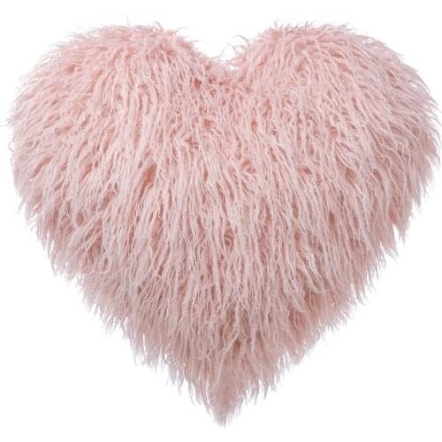 European style solid color love heart shape pillow comfortable soft plush fabric bedside back cushion fashion cute waist pad