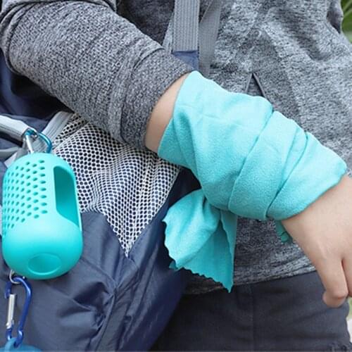 Microfiber Towel Quick Drying Sports Instant Cooling Ice Towel Portable Outdoor Travel Fitness Running Towel Silicone Bag