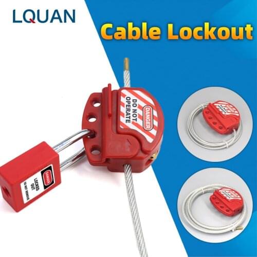 Adjustable Cable Lockout Universal Valve Safety LOTO Lock Combination Security Steel Wire ABS Body Length 2m With 4 Locks