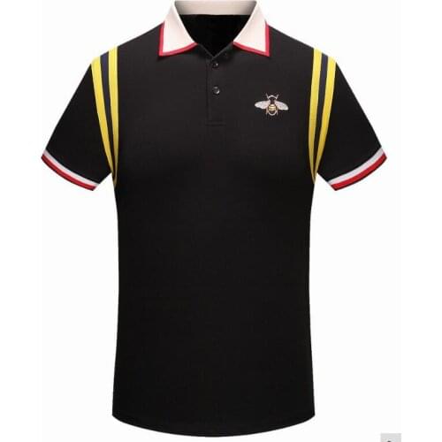 High New Novelty 2019 Men Embroidered bees stripes Fashion Polo Shirts Shirt Hip Hop Skateboard Cotton Polos Top Tee #F70