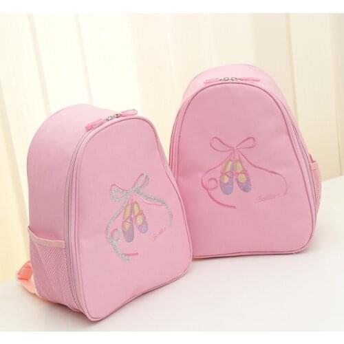 Embroidered Sequins Ballerina Backpack Kids Ballet Bag Pink Canvas Bow-kont Dance Bags For Girls Ballet Dance Bag Ballet Costume
