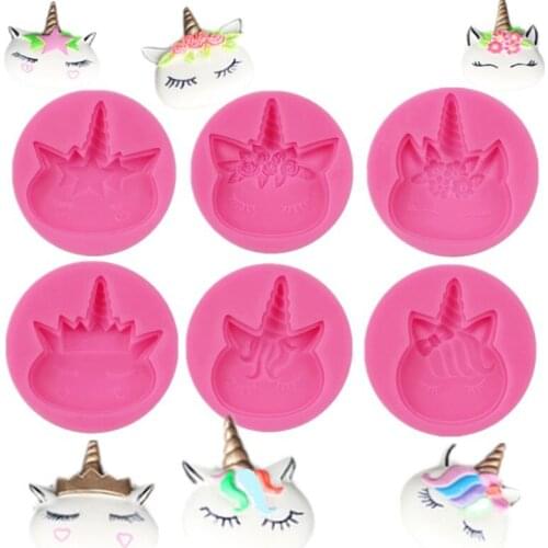Cute Unicorn Expressions Cartoon Series Frosting Fondant Silicone Mold Cake Baking Mold Cookies Cookies Kitchen Baking Mold