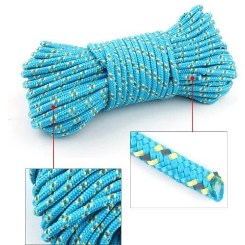New 5mm bold reflective rope 20m outdoor tent hanging ground nail windproof ceiling accessories guy line camping