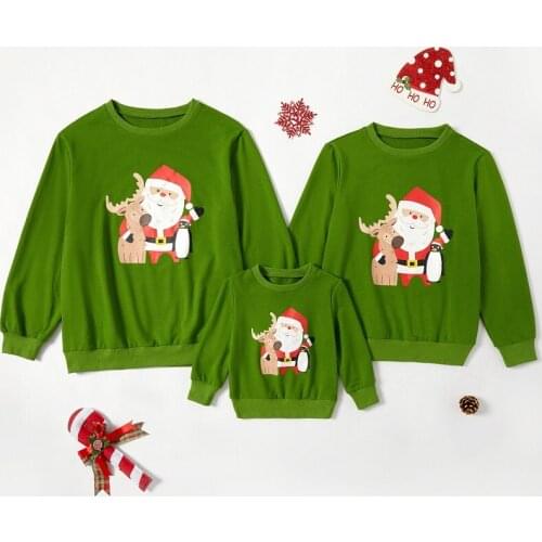 2021 Autumn Winter Christmas Family Matching Tops for Woman Sweaters Girls Sweatshirt Boys Top Shirt Long Sleeve Family Look