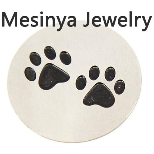 10pcs New arrive large dog paw plate for 30mm stainless steel floating charm memory living glass locket Xmas gift keepsake