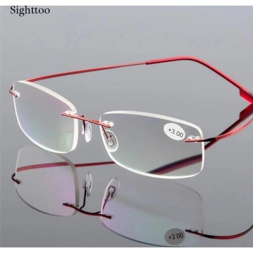 Sighttoo Ultralight Rimless Eyeglasses Clear Memory Titanium Reading Glasses For Men Unisex Magnetic Presbyopic Eyewear Strength
