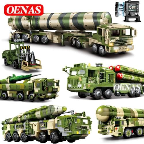 SEMBO MOC China Military DF21 HQ9 Ballistic Air Defense Missile Vehicle Truck Large Model Building Blocks Toys Children Man Gift