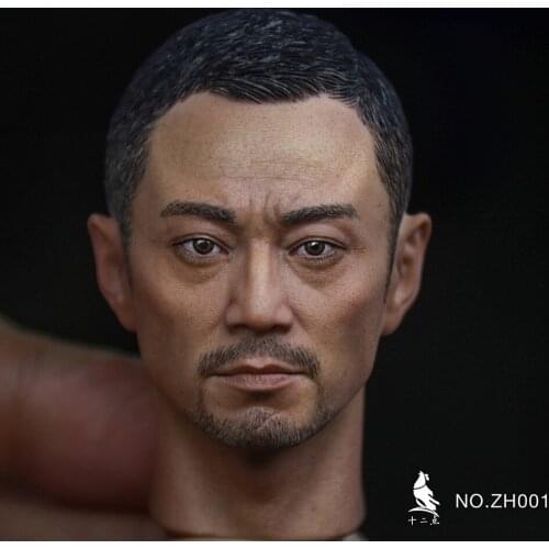 ZH001 1/6 Scale Chinese Tough Guy Head Sculpture Model Fit 12" Action Figure Body In Stock