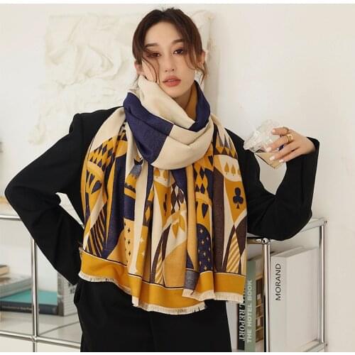 Women Fashion Warm Plaid cashmere Scarves For Winter Scarf Luxury Brand Shawl lady elegant Pashmina Foulard Femme bufanda mujer