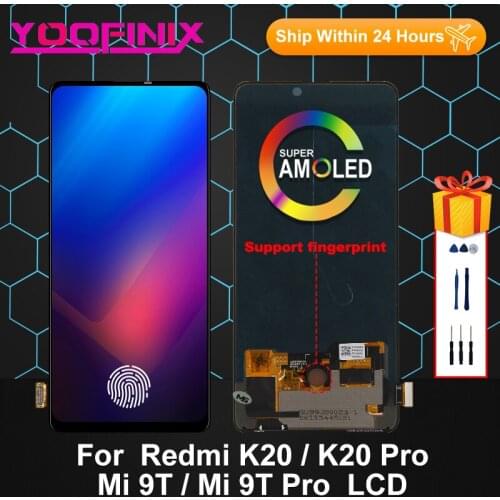 6.39" AMOLED For Xiaomi Mi 9T Display Touch Screen Digitizer Replacement Parts For Mi 9T Pro LCD K20 LCD Display Redmi K20 Pro