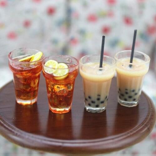 1:12 Dollhouse Mini Lemon Milk Tea Water Cup Miniature Dollhouse Accessories Cups Toy Decoration Gifts Furniture Toys