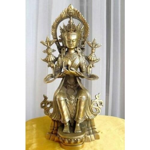 11.8''Tibet Tibetan bronze Maitreya buddha statue