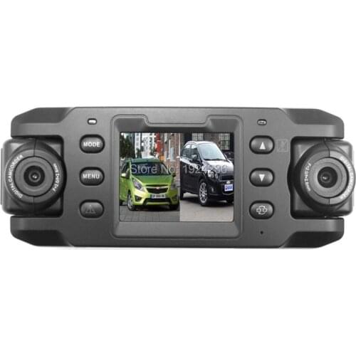 2.3 INCH LCD Screen Vehicle Dual Lens Car Camera Two Lens Vehicle DVR Dash Recorder GPS G-sensor Recorder with IR Night Vision
