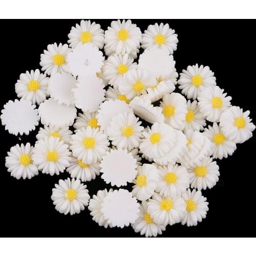 50 Pieces Resin Daisy Flower Flatback Cabochon For DIY Scrapbooking Embellishments Card Making Hair Bow Center Craft