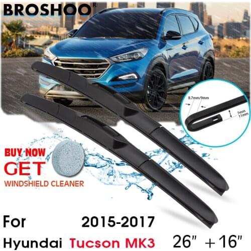 Car Wiper Blade Front Window Windscreen Windshield Wiper Blades J hook Auto Accessories For Hyundai Tucson MK3 26"+16" 2015-2017