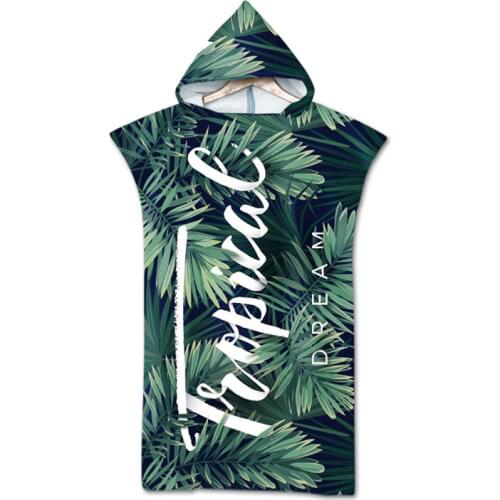 Bath Beach Pool Swimming Towel Robe Microfiber Hooded Surf Poncho Towel Outdoor Changing Dryrobe Tropical Bathrobe Wetsuit Adult