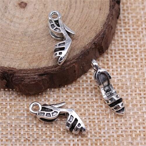 Free shipping 43pcs 19x8mm antique silver Ladies sandals charms diy retro jewelry fit Earring keychain hair card pendant