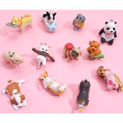 1Pcs Cute Little Puppy Panda Cat Reasin Charms For DIY Making Key Chain Earrings Necklace Jewelry Finding Supplies