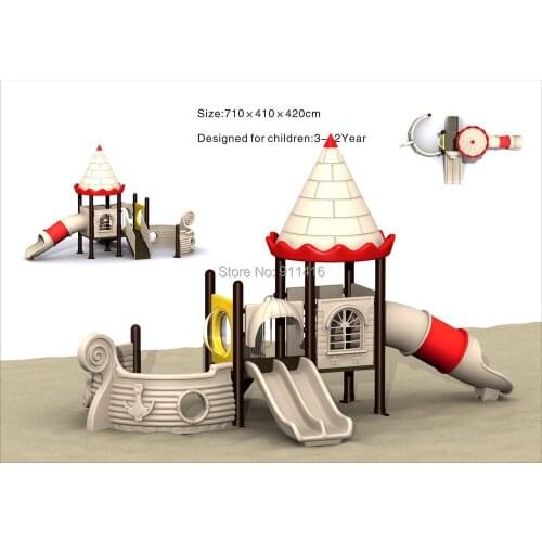 Children white pirate boat outdoor playground CIT-PS128