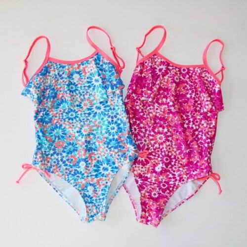 3~10 Year Toddler Baby Girls Ruffle Swimwear New 2021 Girls Swimwear Floral Children Swimwear Backless one piece Kids Beach Wear