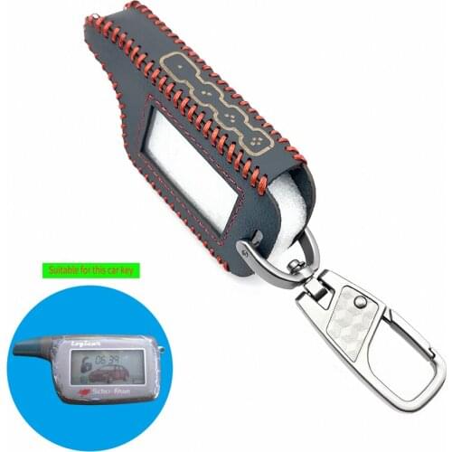 Two Way LCD Remote Fob Soft Texture Leather Key Chain Case Cover For Scher-Khan Logic A B Russian Version 2 Way Car Alarm System