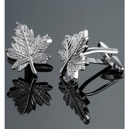 DY The new high quality luxury design silvery maple leaves Cufflinks fashion Mens French shirt Cufflink free shipping