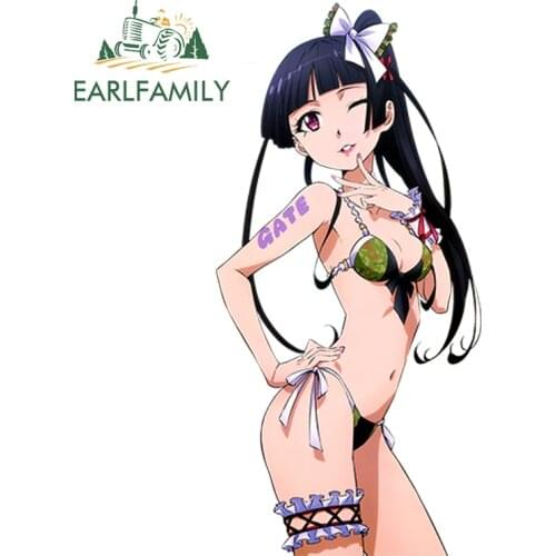 EARLFAMILY 13cm x 6.2cm Sexy Girl Colorful Car Sticker Gate Jieitai Kanochi Nite Kaku Tatakeri - Rory Mercury Funny Car Styling