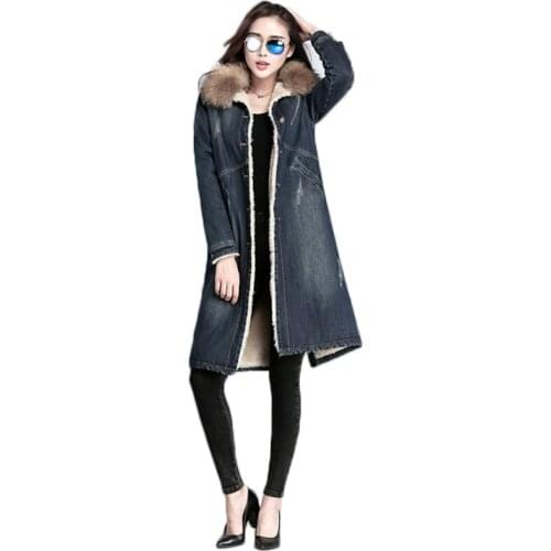 European Ladies clothing Winter Hooded big fur collar female jacket Artificial fur coat warm Wool lining long jackets women