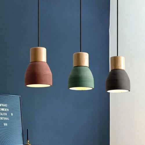 Personality Cement Pendant light Wood Suspension Lamp Nordic LED E27 Indoor Decoration Lighting Bar Cafe Aisle 5W AC110V/220V