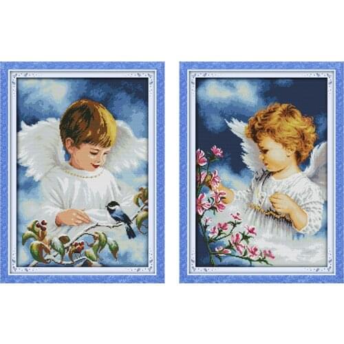 Joy Sunday Lovely Angel Chinese Cross Stitch Kits Ecological Cotton Stamped Printed 11 DIY Christmas Wedding Decoration For Home