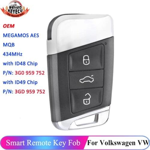 KEYECU OEM Smart Remote Key Fob 3 Buttons 434MHz for Volkswagen Superb A7 Magotan Passat B8 P/N: 3G0 959 752/ 3GD 959 752