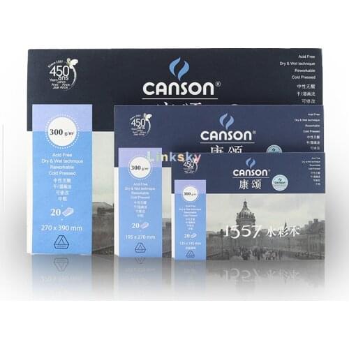 Canson 1557 Professional 300g/m2 Watercolor Painting Book 8K/16K/32K 20Sheet Drawing Water Color Paper Art Supplies Stationery