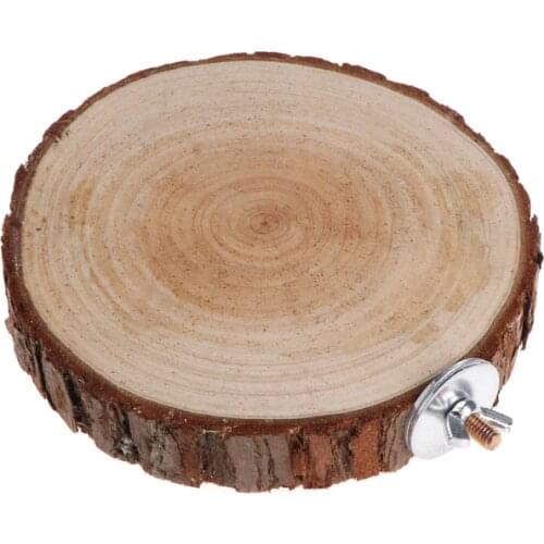 Pet Parrot Bird Cage Perch Platform Round Wooden Stand Board For Chinchilla Squirrel Bird