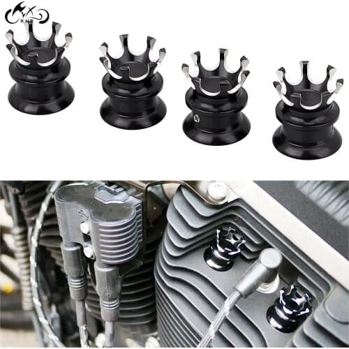 4X Motor Black Head Bolt Topper Crown Engine Cover Fit For Harley Tri Road Glide Sportster XL/ 883 1200 FLHR Softail