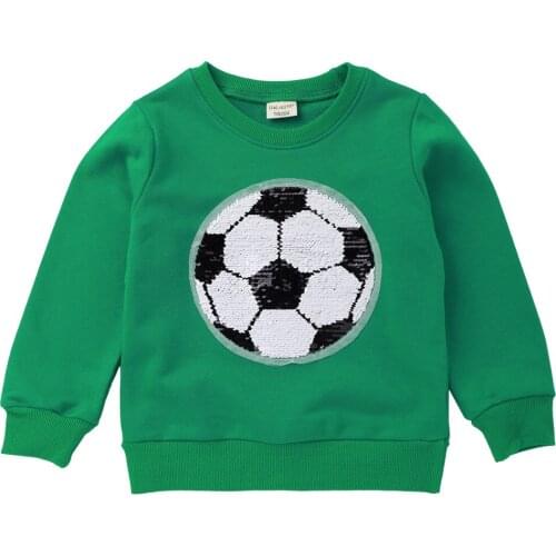 27kids Baby Boys Girls Sequin Sweatshirts Cute Fun Football Blouse Autumn Spring Baby Clothes Kids Hoodies Children Pullover Top