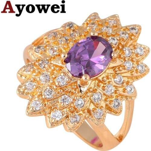 Fashion design Gold color Crystal Zirconia Health Jewelry Nickel & Lead Free Zirconia Golden Ring Size #6.5 #7 #8 KR245