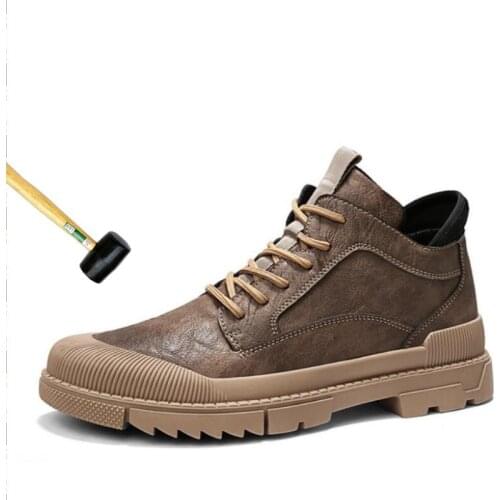 Male Martin boot work ankle boot collision avoidance safety top boot leisure tough guy work boots wear resistant casual shoe A87