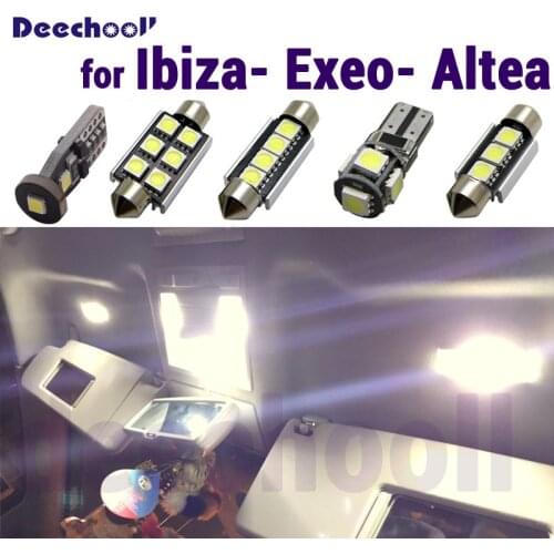 Pure White Error Free LED Interior Reading dome map Lights bulb Kit for Seat Accessories for Ibiza 6L 6J Exeo Altea XL 2002-2015