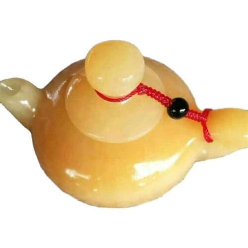 China handmade jade carving natural yellow jade Small pot