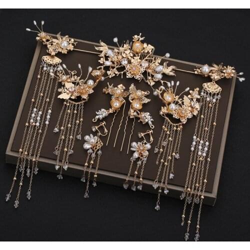 New bridal headdress Chinese hair set dragon and Phoenix tiara wedding hair accessories