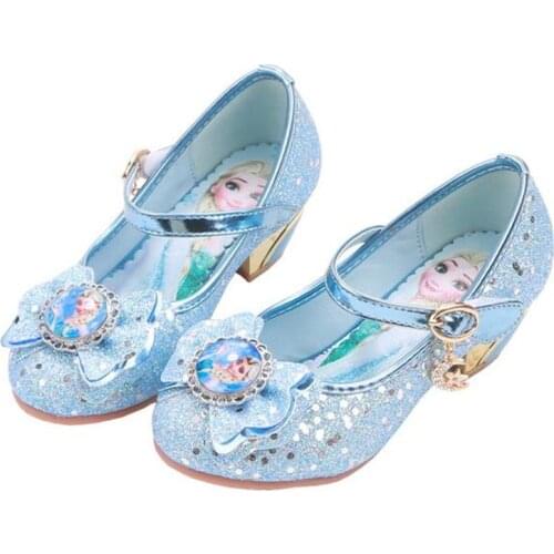 Disney new fashion high quality children girls flat shoes Frozen Aisha princess shoes crystal shoes