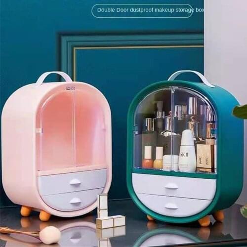 2021Jewelry Organizer Cosmetic Storage Box Earring Necklace Display Transparent Makeup Desktop Organizer For Woman