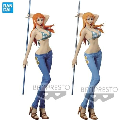 In Stock Banpresto Original Figurine One Piece Nami Glitter Glamours Weather Stick 24Cm Collection Action Anime Figure Toys Gift