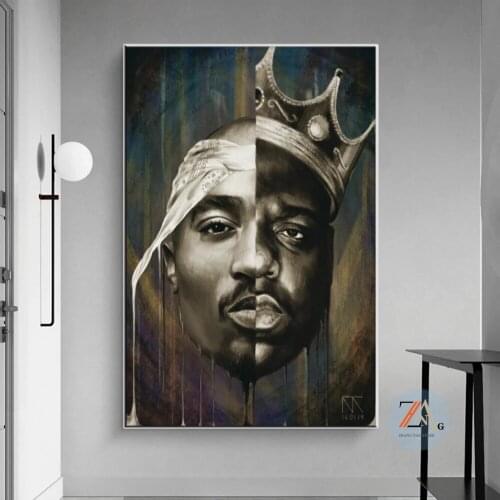 Abstract Rappers 2PAC Portraits, Wall Posters and Art Prints of Bigi and Parker 2PAC Art Canvas Painting Pictures Home Decor