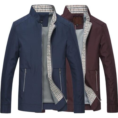 Drop Shipping New 2018 Business Men Jacket Zipper Coat Spring Autumn Stand Collar Plus Size Slim Zipper Pocket Jackets