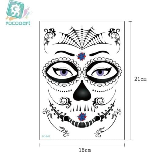 Rocooart Halloween Face Tattoo Trick Taty Make Up Party Sticker Tatouage For Kids Treat Tatuajes Waterproof Fake Tattoo Saints